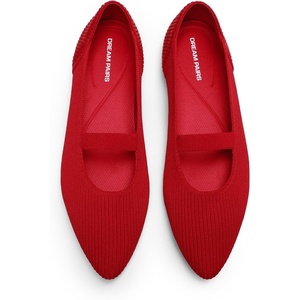 image:imageDREAM PAIRS Womens Knit Ballet Flats Pointed Toe Comfortable Dressy Flats for Work Office Shoes Mary Jane FlatsRed