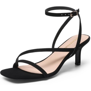 image:imageDREAM PAIRS Womens Low Kitten Heels Strappy Open Square Toe Ankle Strap Sexy Fashion Comfort Dress Shoes Party Heeled SandalsBlacknubuck