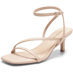 image:imageDREAM PAIRS Womens Low Kitten Heels Strappy Open Square Toe Ankle Strap Sexy Fashion Comfort Dress Shoes Party Heeled SandalsNude