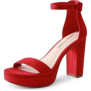 image:imageDREAM PAIRS Womens Platform Chunky High Heeled Sandals Open Toe Block Heels Ankle Strap Dress Shoes for Wedding Party EveningRed
