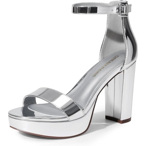 image:imageDREAM PAIRS Womens Platform Chunky High Heeled Sandals Open Toe Block Heels Ankle Strap Dress Shoes for Wedding Party EveningSilverpat