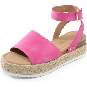 image:imageDREAM PAIRS Womens Platform Espadrilles Casual Ankle Strap Wedge Sandals Comfortable Dressy Summer ShoesHot Pink