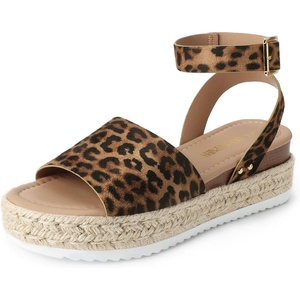 image:imageDREAM PAIRS Womens Platform Espadrilles Casual Ankle Strap Wedge Sandals Comfortable Dressy Summer ShoesLeopardsuede