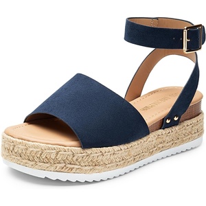 image:imageDREAM PAIRS Womens Platform Espadrilles Casual Ankle Strap Wedge Sandals Comfortable Dressy Summer ShoesNavysuede