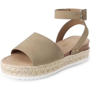 image:imageDREAM PAIRS Womens Platform Espadrilles Casual Ankle Strap Wedge Sandals Comfortable Dressy Summer ShoesTaupenubuck
