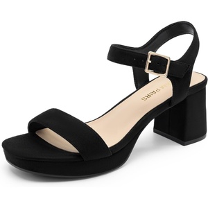 image:imageDREAM PAIRS Womens Platform Heels Block Chunky Open Toe Ankle Strap Heel Fashion Wedding Party Dress Sandals ShoesBlacksuede
