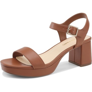 image:imageDREAM PAIRS Womens Platform Heels Block Chunky Open Toe Ankle Strap Heel Fashion Wedding Party Dress Sandals ShoesBrown