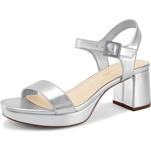 image:imageDREAM PAIRS Womens Platform Heels Block Chunky Open Toe Ankle Strap Heel Fashion Wedding Party Dress Sandals ShoesSilver