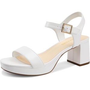 image:imageDREAM PAIRS Womens Platform Heels Block Chunky Open Toe Ankle Strap Heel Fashion Wedding Party Dress Sandals ShoesWhite