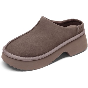 image:imageDREAM PAIRS Womens Platform Mules Faux Suede Slip on Memory Foam NonSlip Lightweight Closed Toe Clogs Slippers ShoesTaupe