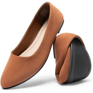 image:imageDREAM PAIRS Womens Pointed Toe Flats Comfortable Flexible Cushioned Slip On Business Work Office Casual Suede Ballet Flats Dress ShoesBrown