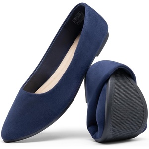 image:imageDREAM PAIRS Womens Pointed Toe Flats Comfortable Flexible Cushioned Slip On Business Work Office Casual Suede Ballet Flats Dress ShoesNavy