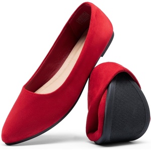 image:imageDREAM PAIRS Womens Pointed Toe Flats Comfortable Flexible Cushioned Slip On Business Work Office Casual Suede Ballet Flats Dress ShoesRed