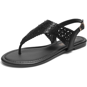 image:imageDREAM PAIRS Womens Rhinestone Casual Wear Cute Gladiator Flat Sandals Beach Dressy TStrap Thong SandalsAll Black