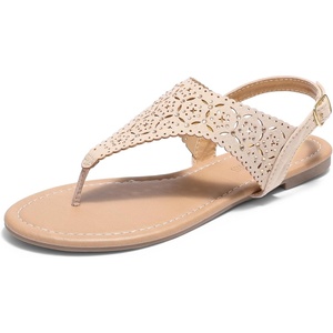 image:imageDREAM PAIRS Womens Rhinestone Casual Wear Cute Gladiator Flat Sandals Beach Dressy TStrap Thong SandalsNude