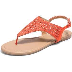 image:imageDREAM PAIRS Womens Rhinestone Casual Wear Cute Gladiator Flat Sandals Beach Dressy TStrap Thong SandalsOrange