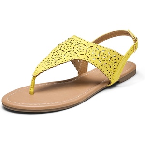 image:imageDREAM PAIRS Womens Rhinestone Casual Wear Cute Gladiator Flat Sandals Beach Dressy TStrap Thong SandalsYellow