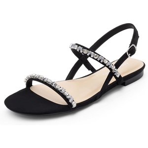 image:imageDREAM PAIRS Womens Rhinestone Sandals Open Toe Casual Dressy Sparkly Comfortable Flat Summer ShoesBlack