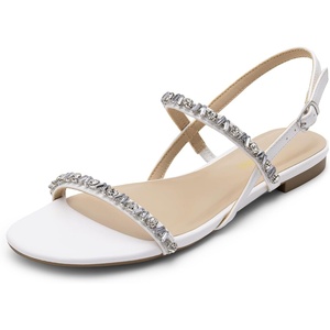 image:imageDREAM PAIRS Womens Rhinestone Sandals Open Toe Casual Dressy Sparkly Comfortable Flat Summer ShoesWhite