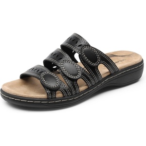 image:imageDREAM PAIRS Womens Slide Sandals Comfortable Arch Support Casual Walking Sandals Adjustable Straps Slip On Low Wedge Flat SandalsBlack