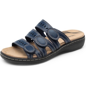 image:imageDREAM PAIRS Womens Slide Sandals Comfortable Arch Support Casual Walking Sandals Adjustable Straps Slip On Low Wedge Flat SandalsNavy