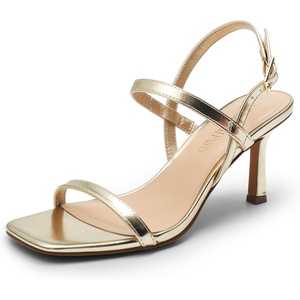 image:imageDREAM PAIRS Womens Slingback Heels Square Open Toe Strappy Sandals Ankle Strap High Heeled Dressy ShoesGold