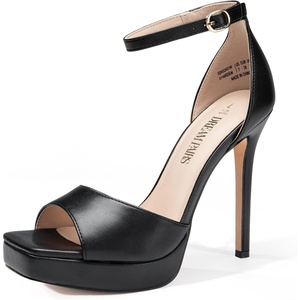 image:imageDREAM PAIRS Womens Stiletto High Heels Platform Ankle Strap Square Open Toe Dress Sexy SandalsBlackpu