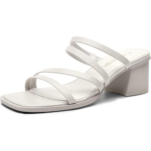 image:imageDREAM PAIRS Womens Strappy Heels Block Open Toe Low Heel Chunky Mules Sandals Dress ShoesWhite