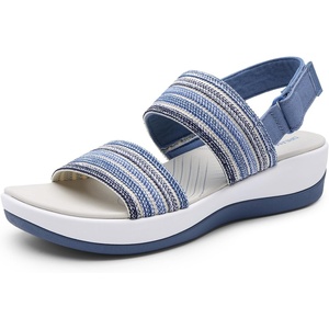 image:imageDREAM PAIRS Womens Walking Sandals Lightweight Soft Footbed Low Wedge Comfort Indoor Outdoor Flat SandalsBlue