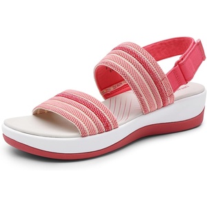 image:imageDREAM PAIRS Womens Walking Sandals Lightweight Soft Footbed Low Wedge Comfort Indoor Outdoor Flat SandalsRed