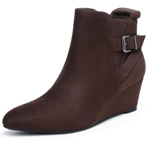 image:imageDREAM PAIRS Womens Wedge Ankle Boots Fall Low Heel Short Booties ShoesBrown