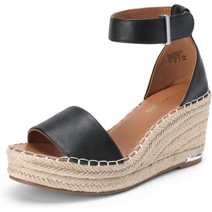 image:imageDREAM PAIRS Womens Wedge Sandals Open Toe Espadrilles Sandals Comfortable Dressy Ankle Strap Platform Sandals Suitable for Work Beach Summer ShoesBlack