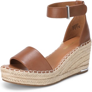 image:imageDREAM PAIRS Womens Wedge Sandals Open Toe Espadrilles Sandals Comfortable Dressy Ankle Strap Platform Sandals Suitable for Work Beach Summer ShoesBrown
