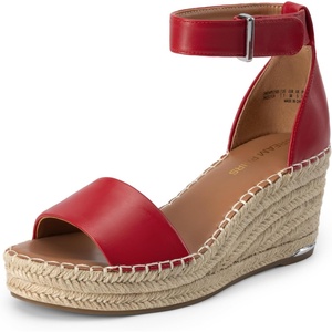 image:imageDREAM PAIRS Womens Wedge Sandals Open Toe Espadrilles Sandals Comfortable Dressy Ankle Strap Platform Sandals Suitable for Work Beach Summer ShoesRed