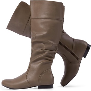 image:imageDREAM PAIRS Womens Wide Calf Knee High Pull On Fall Weather Winter BootsWideCalfKhaki