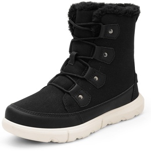 image:imageDREAM PAIRS Womens Winter Boots Cozy Faux Fur AntiSlip Snow Boots Lace Up Comfort Stylish Ankle Booties for Cold Weather City WalkBlack
