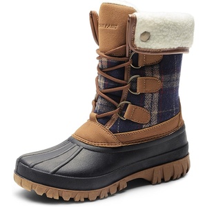 image:imageDREAM PAIRS Womens Winter Snow Duck BootsWaterproof Mid Calf AntiSlip Stability Lace Up Faux Fur Lining Warm Cozy Boots Outdoor Supportive InsoleTan