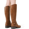 image:imageDREAM PAIRS Boots For Women Knee High Comfortable Pull On Side Zipper Buckle Riding BootsBrown
