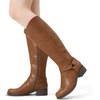 image:imageDREAM PAIRS Boots For Women Knee High Comfortable Pull On Side Zipper Buckle Riding BootsBrown