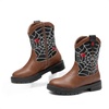 image:imageDREAM PAIRS Boys Girls Cowboy Boots Kids Western Riding Mid Calf Boots with Side Zipper ToddlerLittle KidBig KidBrownBlack
