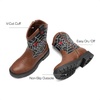 image:imageDREAM PAIRS Boys Girls Cowboy Boots Kids Western Riding Mid Calf Boots with Side Zipper ToddlerLittle KidBig KidBrownBlack