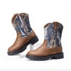 image:imageDREAM PAIRS Boys Girls Cowboy Boots Kids Western Riding Mid Calf Boots with Side Zipper ToddlerLittle KidBig KidBrownCamo