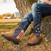 image:imageDREAM PAIRS Boys Girls Cowboy Boots Kids Western Riding Mid Calf Boots with Side Zipper ToddlerLittle KidBig KidBrownNavy