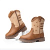 image:imageDREAM PAIRS Boys Girls Cowboy Boots Kids Western Riding Mid Calf Boots with Side Zipper ToddlerLittle KidBig KidLight Brown