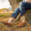 image:imageDREAM PAIRS Boys Girls Cowboy Boots Kids Western Riding Mid Calf Boots with Side Zipper ToddlerLittle KidBig KidLight Brown