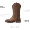image:imageDREAM PAIRS Cowboy Cowgirl Boots for Women Wide Square Toe Western Mid Calf PullOn Embroidered Stitched Retro BootsAll Brown