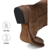 image:imageDREAM PAIRS Cowboy Cowgirl Boots for Women Wide Square Toe Western Mid Calf PullOn Embroidered Stitched Retro BootsAll Brown