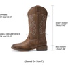 image:imageDREAM PAIRS Cowboy Cowgirl Boots for Women Wide Square Toe Western Mid Calf PullOn Embroidered Stitched Retro BootsBrown