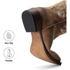 image:imageDREAM PAIRS Cowboy Cowgirl Boots for Women Wide Square Toe Western Mid Calf PullOn Embroidered Stitched Retro BootsTan