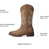 image:imageDREAM PAIRS Cowboy Cowgirl Boots for Women Wide Square Toe Western Mid Calf PullOn Embroidered Stitched Retro BootsTan